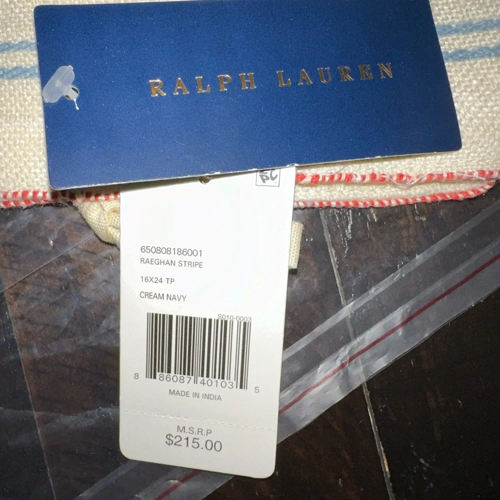 Ralph Lauren Home Cream and Blue Striped Pillow Shams (Pair)
